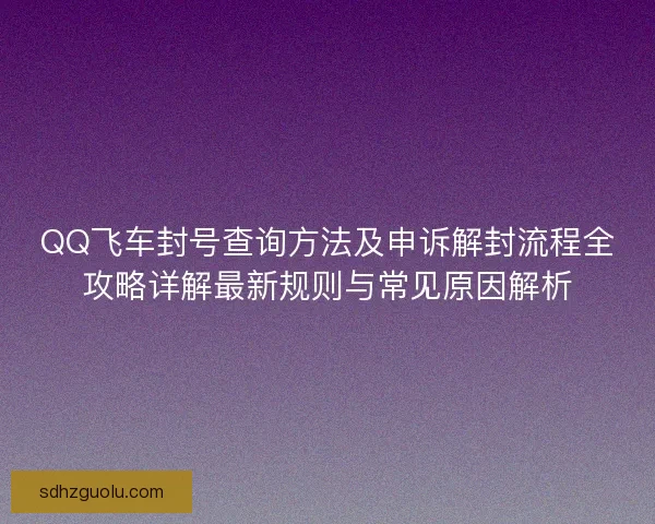 QQ飞车封号查询方法及申诉解封流程全攻略详解最新规则与常见原因解析